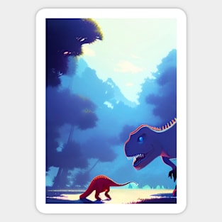 SCARY BLUE AND PURPLE DINOSAUR IN THE TREES Sticker